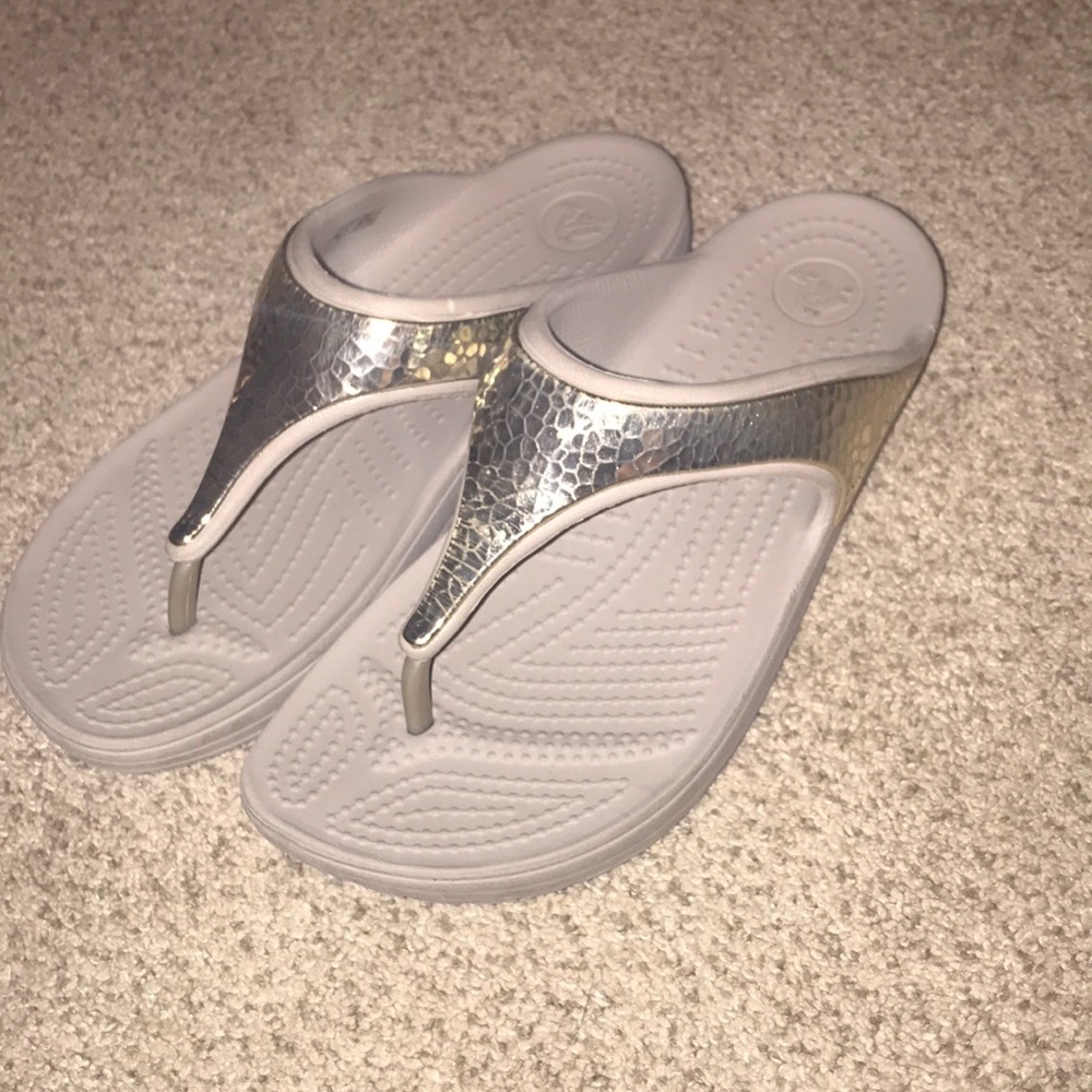 croc wedges with gold effect
